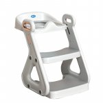 Reductor Wc copii pliabil Little Mom White, multifunctional, in structura triunghiulara, cu colac moale PU, inaltime ajustabila, prevazut cu manere, protectie antistropire, antiaderent, potrivit si toaletelor patrate
