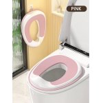 Reductor WC pentru copii Little Mom Pink, design ergonomic, antiderapant, cu suport de agatare, compatibilitate universala, pentru copii cu varsta pana la 7 ani, protectie impotriva stropilor