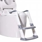 Reductor toaleta pentru copii Little Mom Safe Grey, cu manere laterale ergonomice, colac moale din spuma PU, inaltime ajustabila pe 5 nivele, design anti-stropire, baza antiderapanta, compatibilitate universala