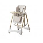 Scaun de masa pentru copii Little Mom White multifunctional 3 in 1, design ergonomic, pliabil, structura piramidala, roti silentioase, suport pentru picioare, dimensiuni 63x80x105 cm