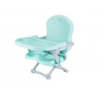 Scaun de masa pentru copii, Little Mom, model tip booster, design compact, pliabil si portabil, inaltime reglabila 4 pozitii, tavita detabila, compatibilitate universala, dimensiune 50 x 30 x 35 cm, Green