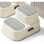 Scaunel copii inaltator Little Mom Grey Cloud, multifunctional pentru toaleta, baie si bucatarie, taburet, scara,design ergonomic, cu treapta superioara detasabila, antiderapant, prevazut cu manere de sustinere