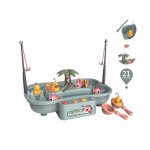 Set de pescuit rotativ go fishing gri cu 6 melodii si 21 accesorii