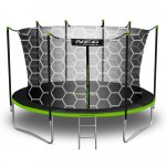 Trambulina de gradina pentru copii Neo-Sport Comb 404 cm 13FT,cu Scara si Plasa interioara, Stalpi metalici cu protectie din burete, Intrare cu fermoar si catarama, Covoras impermeabil flexibil