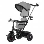 Tricicleta pentru copii KinderKraft Freeway Grey Melange, scaun rotativ, suport picioare, suport pahar