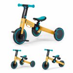 Tricicleta pentru copii Kinderkraft 4trike Yellow transformabila, cu cadru de aluminiu, pliabila, roti din spuma Eva, 3 functii, greutate redusa doar 3,5 kg, de la 12 luni
