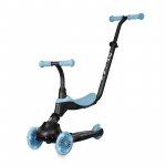 Trotineta pentru copii QPlay Sema EVO Albastru 6 in 1 multifunctionala cu scaunel, maner telescopic parental, inaltime ajustabila, cadru din aluminiu, greutate admisa 50 kg