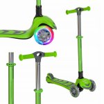 Trotineta pentru copii, Nichiduta, pliabila cu structura usoara din aluminiu, ghidon reglabil in 4 pozitii, roti silentioase din PU cu lumina LED, dimensiune 58 x 25.9 x 82 cm, Green