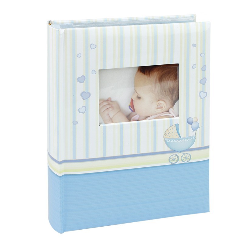 Album foto baby chart book, personalizabil, 300 fotografii, 10x15 cm, spatiu notite, pagini cartonate culoare albastru