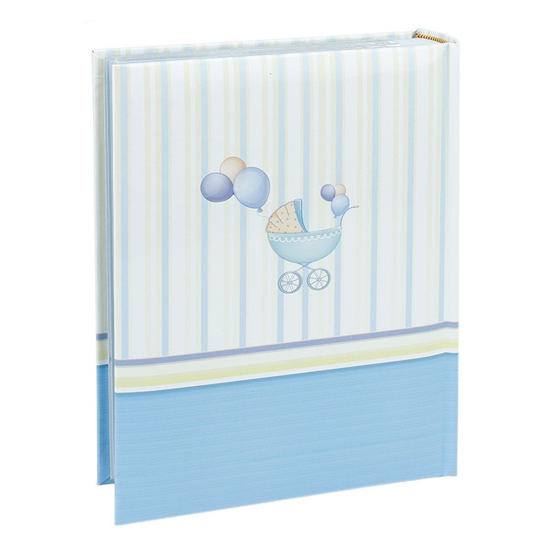 Album foto baby chart book, personalizabil, 300 fotografii, 10x15 cm, spatiu notite, pagini cartonate culoare albastru