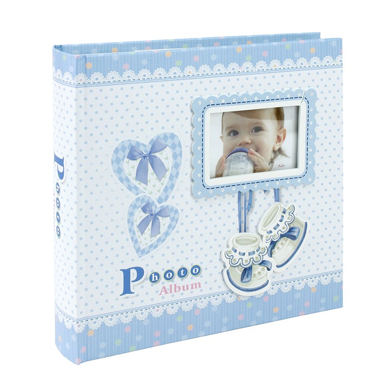 Album foto baby milo personalizabil, 200 poze format 10x15 cm, cutie culoare albastru