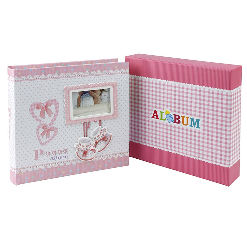 Album foto baby milo personalizabil, 200 poze format 10x15 cm, cutie culoare roz - 4