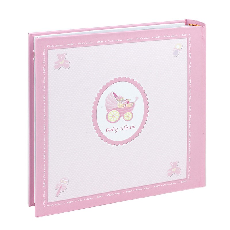 Album foto baby personalizabil, 200 poze, 10x15, amprente bebelus, cutie culoare roz - 2
