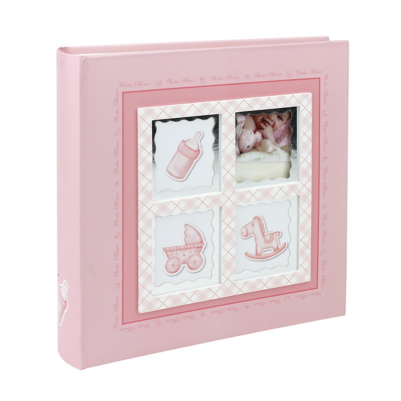 Album foto baby stories, personalizabil, 200 foto 10x15 cm, slip-in, notes culoare roz - 4