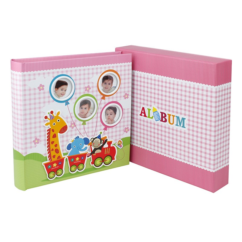 Album foto baby train personalizabil 50 file tip carte 200 poze format 10x15 culoare roz - 1