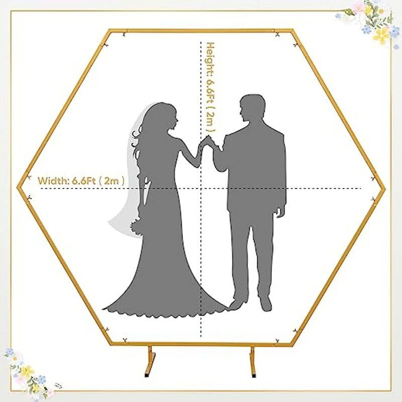 Arcada decor evenimente, forma hexagonala, cadru metal, diametru 2 m, aurie - 3