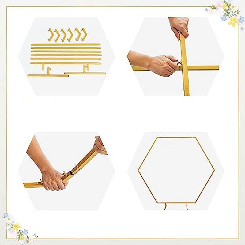 Arcada decor evenimente, forma hexagonala, cadru metal, diametru 2 m, aurie - 4