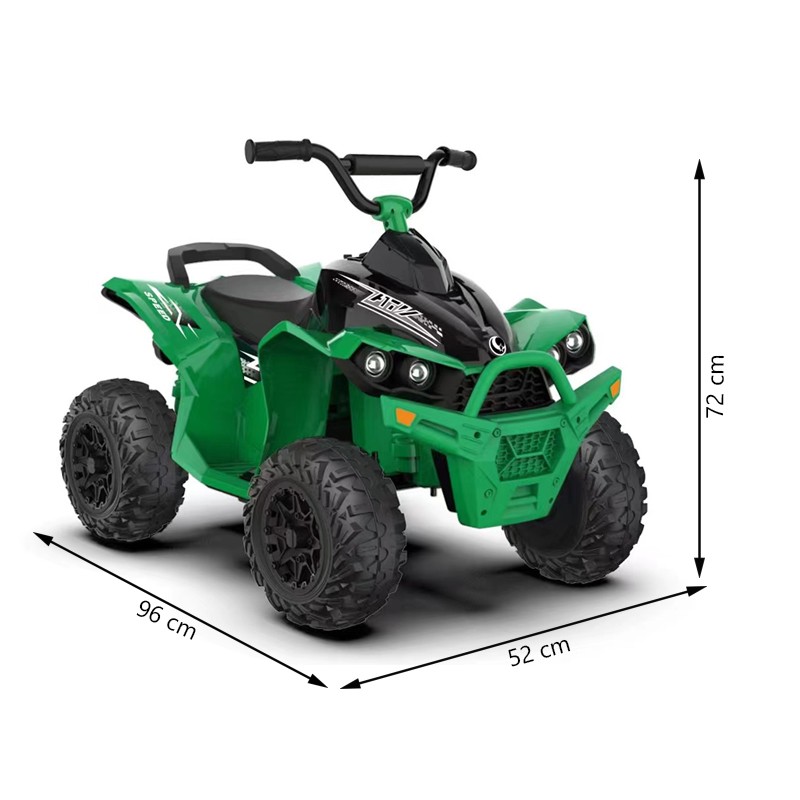Atv electric pentru copii, 2 x 35w, 2 trepte de viteza, claxon, muzica, lumini fata, roti spuma eva, 3-8 ani, verde