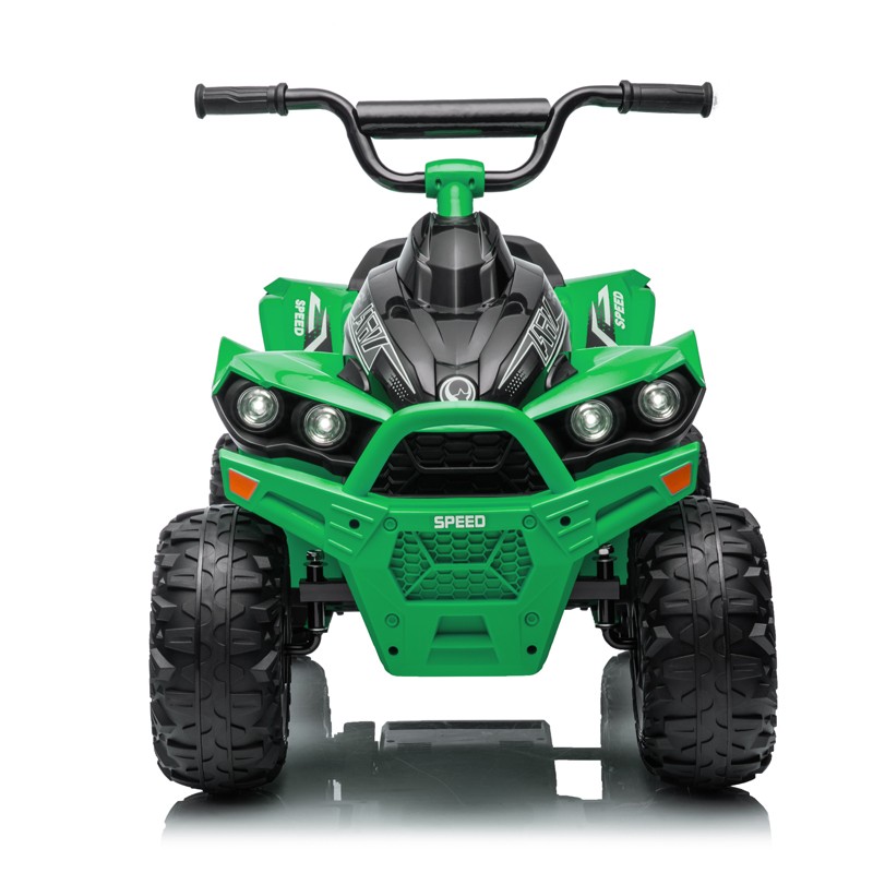 Atv electric pentru copii, 2 x 35w, 2 trepte de viteza, claxon, muzica, lumini fata, roti spuma eva, 3-8 ani, verde - 1