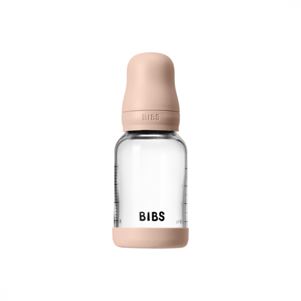 Set complet biberon din sticla anticolici cu tetina din latex, flux lent, 120 ml, Blush - 2 | YEO