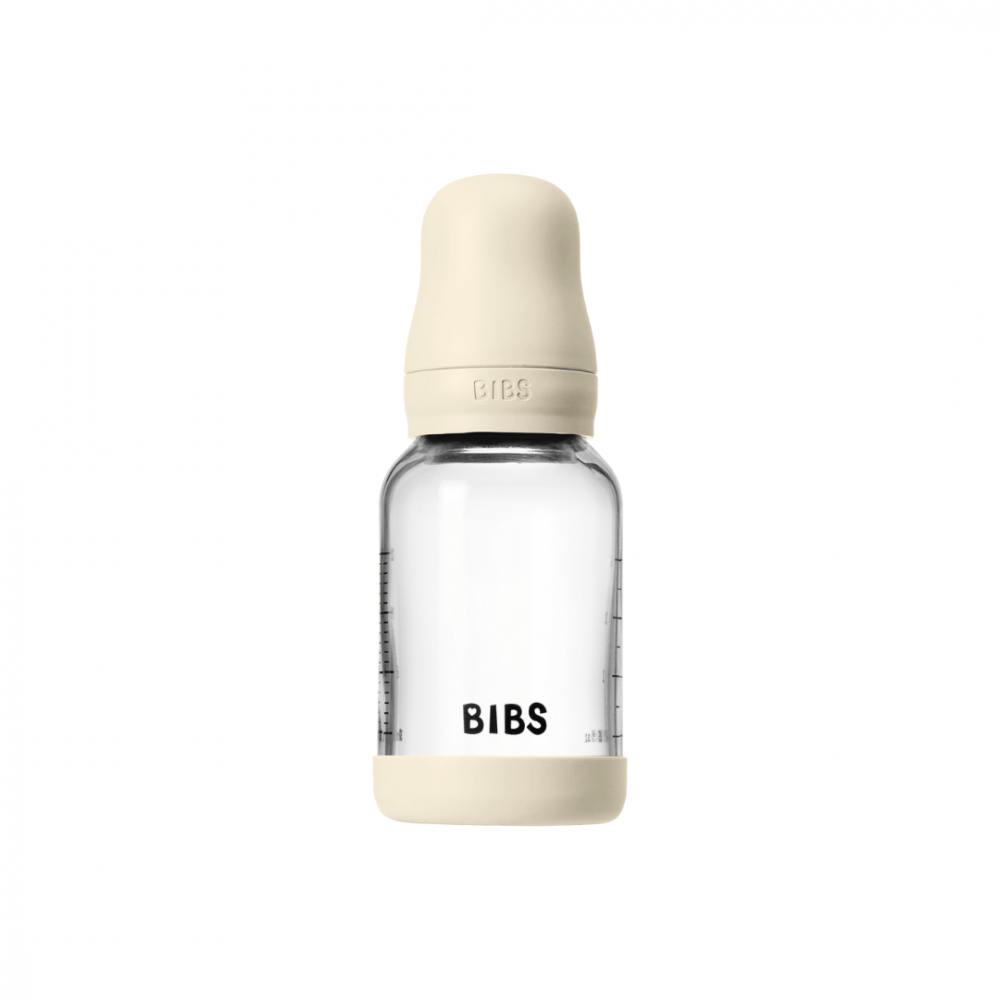 Set complet biberon din sticla anticolici cu tetina din latex, flux lent, 120 ml, Ivory - 2 | YEO