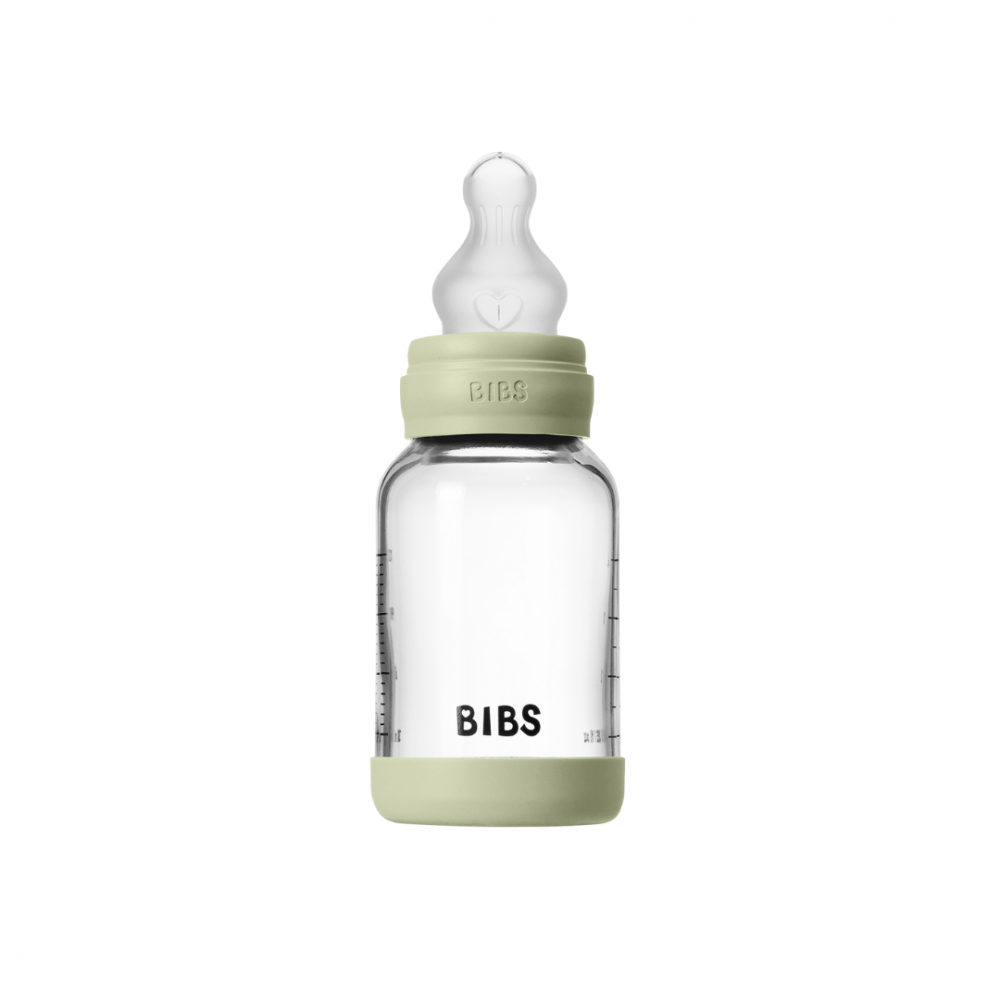 Set complet biberon din sticla anticolici cu tetina din silicon flux lent 120 ml Sage