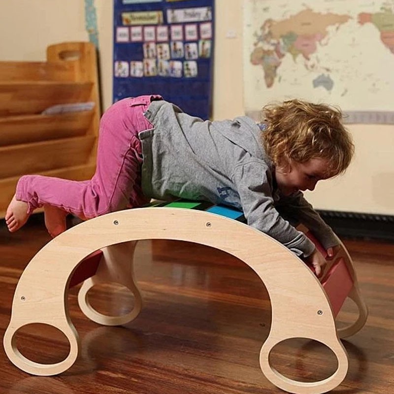 Balansoar rocker din lemn, placa de echilibru, multifunctional, multicolor - 3