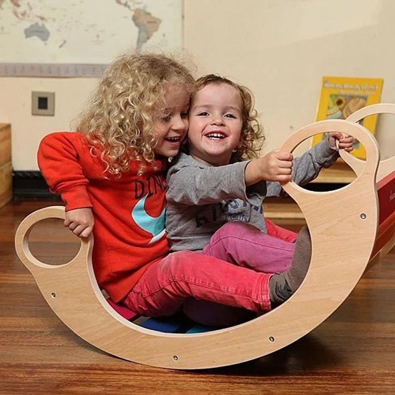 Balansoar rocker din lemn, placa de echilibru, multifunctional, multicolor - 4