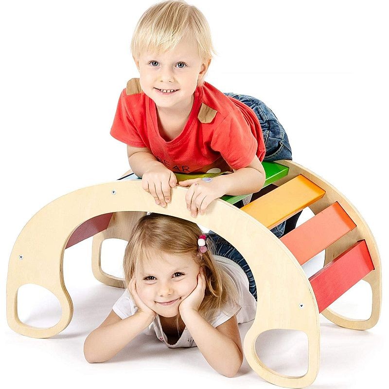 Balansoar rocker din lemn, placa de echilibru, multifunctional, multicolor - 5