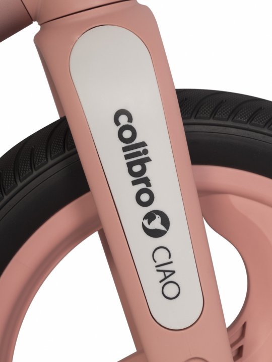 Bicicleta de echilibru pentru copii, fara pedale, pliabila, cu scaunelul si ghidonul reglabile pe inaltime, cu roti din cauciuc de 12 inch, Colibro Ciao Rose Gold - 2