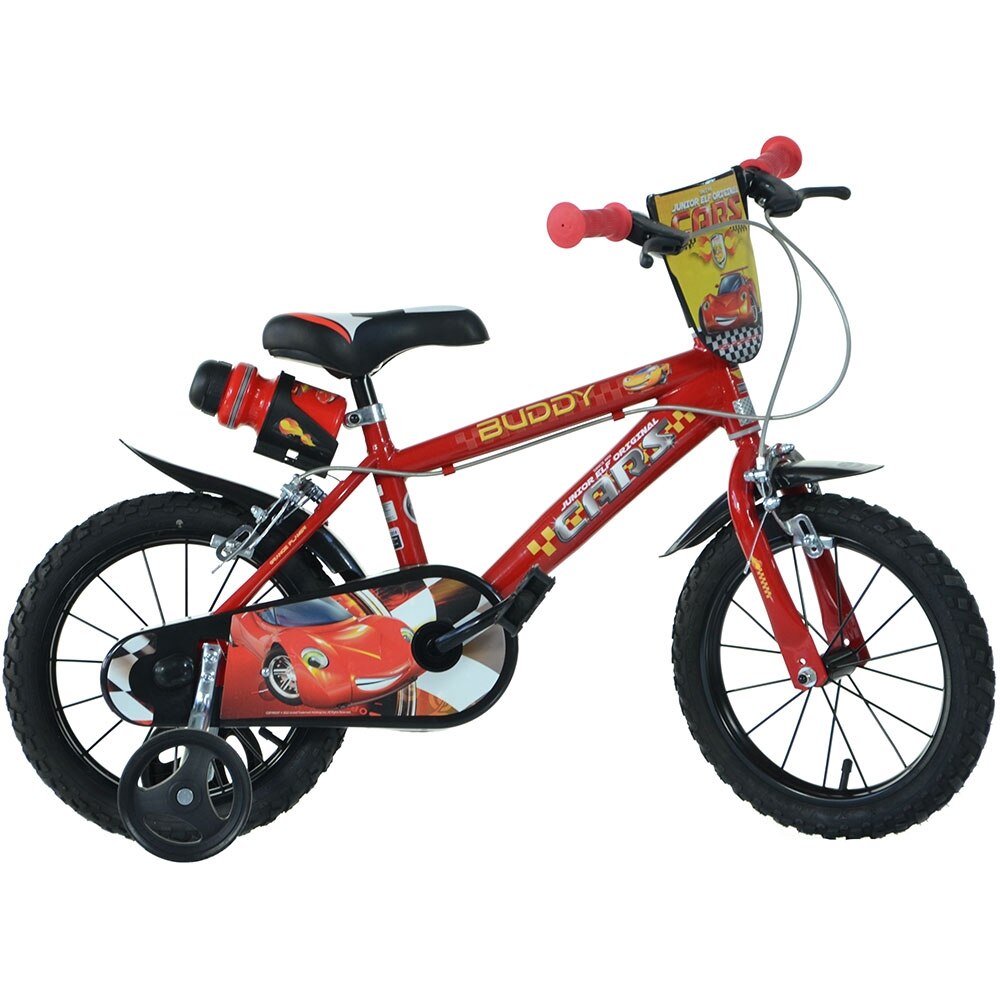 Bicicleta copii Cars 3 Dino Bikes 16 inch, varsta 6-8 ani, inaltimea 107-125 cm, frana de mana pe ambele roti, aparatoare lant, roti ajutatoare - 3 | YEO