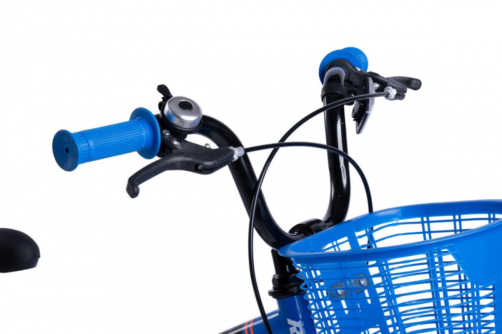 Bicicleta copii 7-10 ani Rich AlbastruPortocaliuAlb, Roti 20 Inch, Frana fata V-Brake, Frana Spate Tambur, Roti Ajutatoare