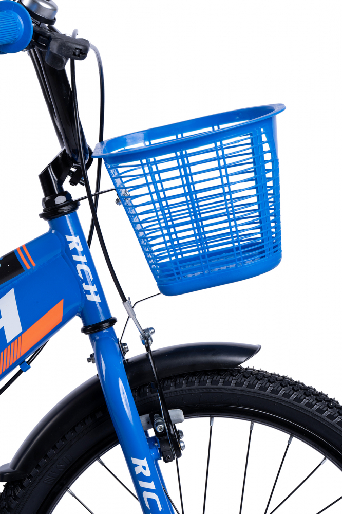 Bicicleta copii 7-10 ani Rich AlbastruPortocaliuAlb, Roti 20 Inch, Frana fata V-Brake, Frana Spate Tambur, Roti Ajutatoare - 1 | YEO