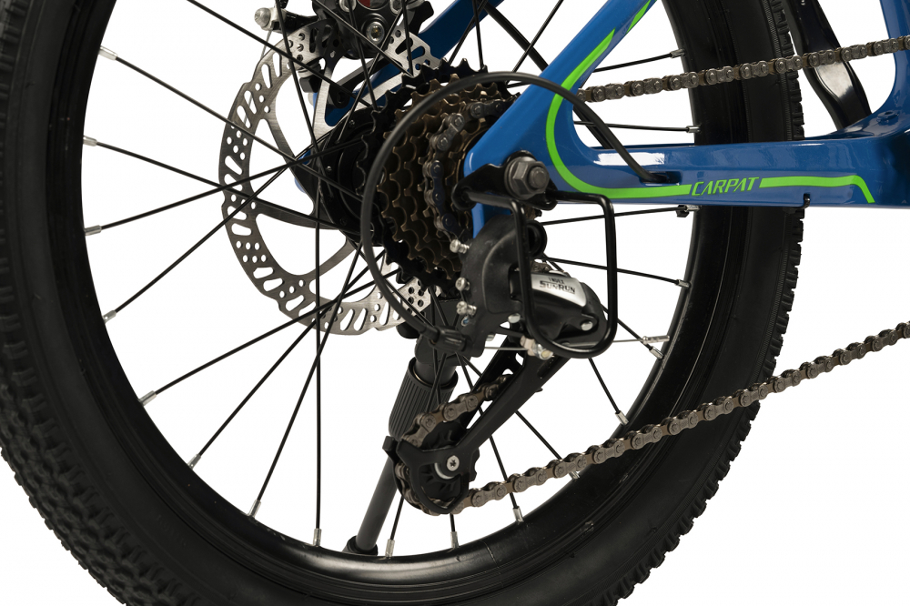 Bicicleta copii MTB Carpat Hiro 20 inch AlbastruVerde, Schimbator spate Sunrun 7 viteze, Schimbator fata Rotativ, Frana Disc fataspate, Cadru aluminiu, Furca Supensie - 3