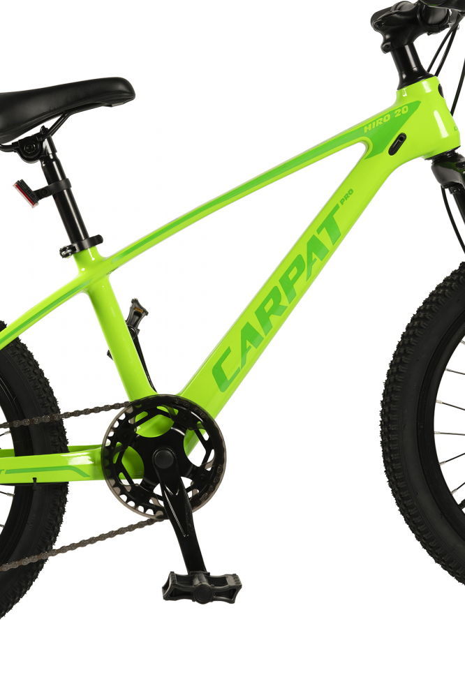 Bicicleta copii MTB Carpat Hiro 20 inch Verde, Schimbator spate Sunrun 7 viteze, Schimbator fata Rotativ, Frana Disc fataspate, Cadru aluminiu, Furca Supensie - 3