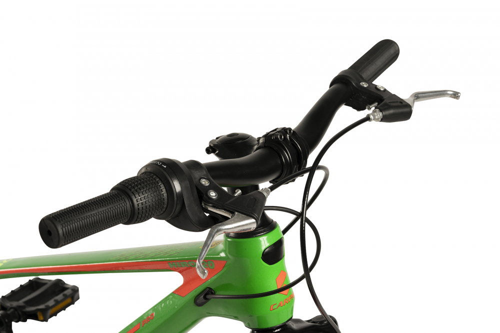 Bicicleta copii MTB Carpat Hiro 20 inch VerdePortocaliu, Schimbator spate Sunrun 7 viteze, Schimbator fata Rotativ, Frana Disc fataspate, Cadru aluminiu, Furca Supensie