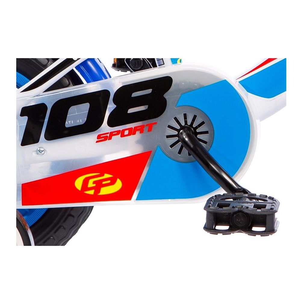 Bicicleta copii cu maner pentru parinti Dino Bikes albastru, varsta 2-4 ani, 10 inch, roti ajutatoare, frana pe roata din fata, claxon, inaltimea recomandata 78-90 cm - 1 | YEO
