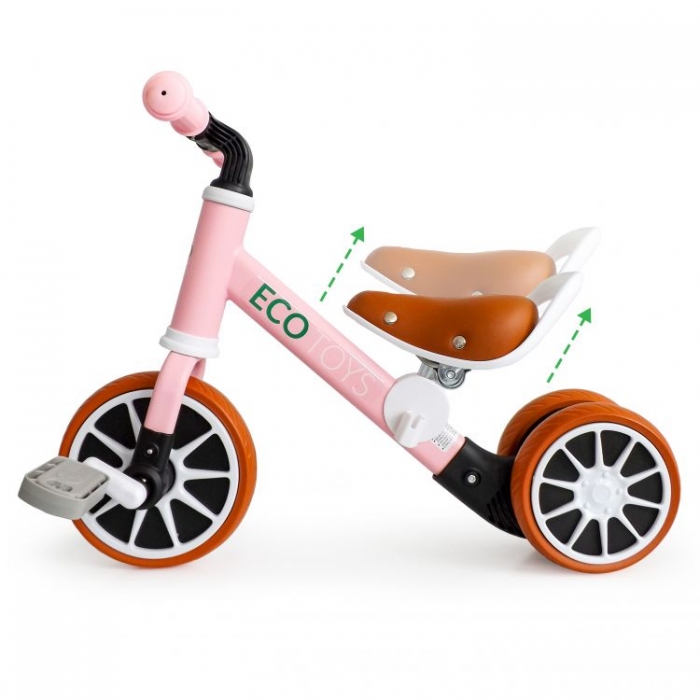 Bicicleta copii cu pedale detasabile Ecotoys LC-V1307 roz, scaun ajustabil de la 29-33 cm, roti din spuma EVA, de la 2 ani pana la 20 kg - 4