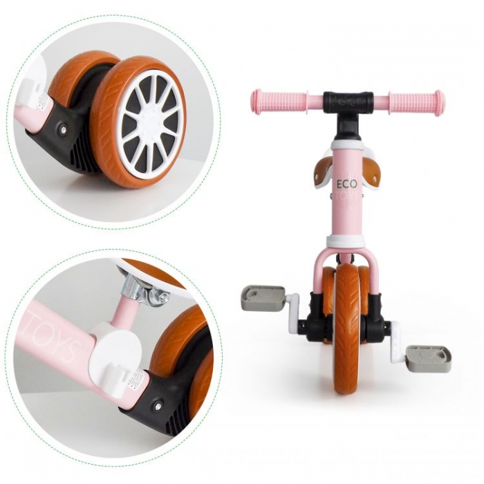 Bicicleta copii cu pedale detasabile Ecotoys LC-V1307 roz, scaun ajustabil de la 29-33 cm, roti din spuma EVA, de la 2 ani pana la 20 kg - 5