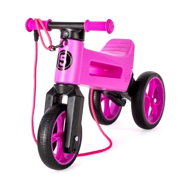 Bicicleta copii fara pedale 2 in 1 Funny Wheels Rider SuperSport Violet, varsta 1-4 ani, transformabila din tricicleta cu doua roti spate in bicicleta cu o roata spate, anvelope de cauciuc plin, inaltime scaun 27-29 cm - 7