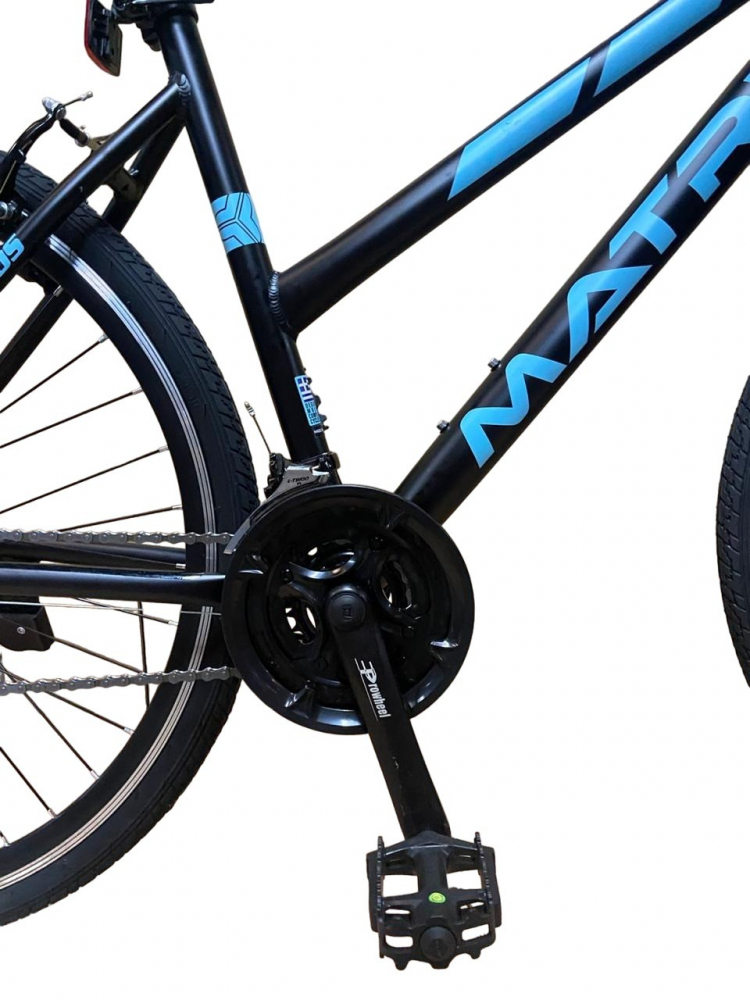 Bicicleta 700c hibrid 28 inch, munte, oras, 21 viteze shimano, v-brake, cadru aluminiu, suspensii pe furca,  roti cu elemente reflectorizante, cric inclus - 4