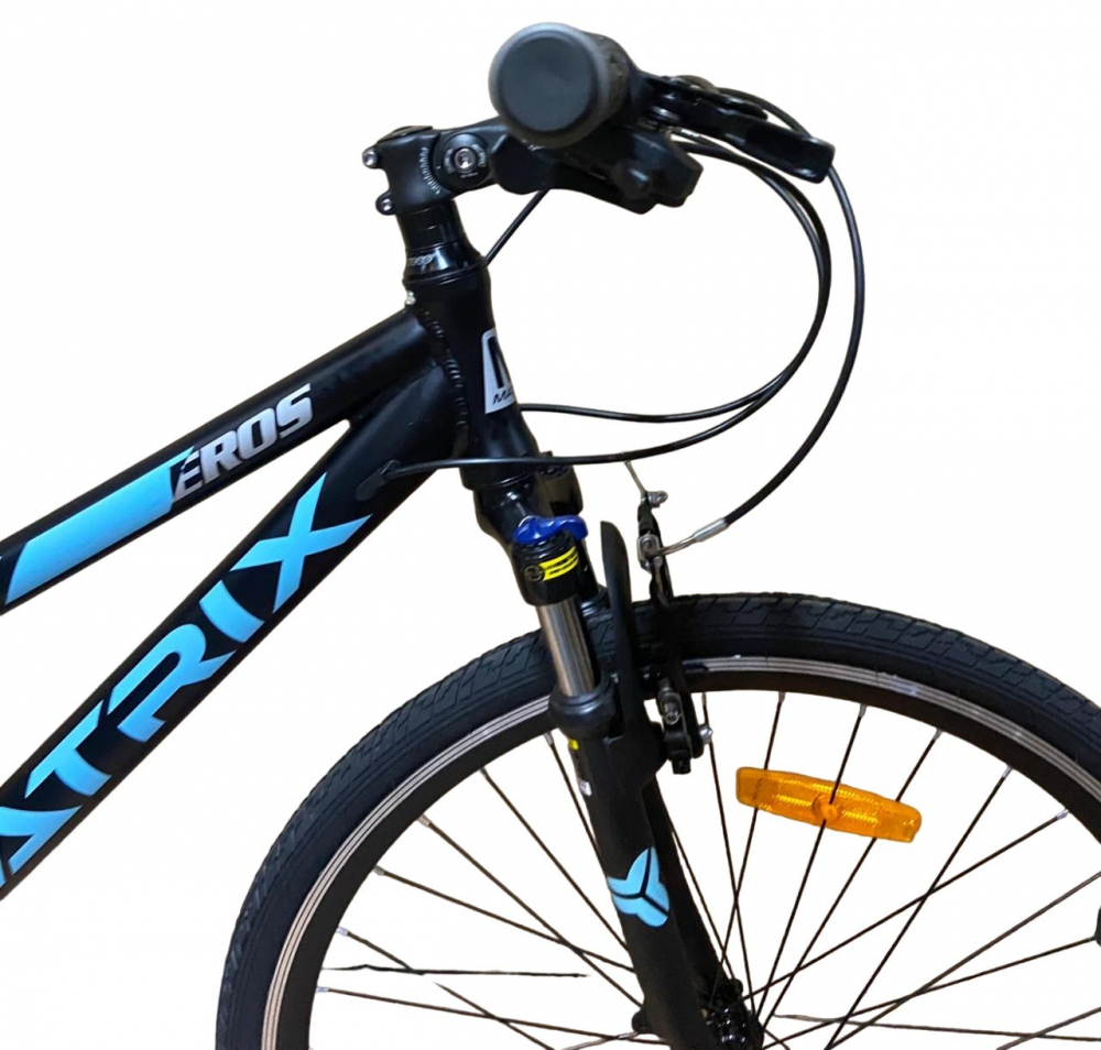 Bicicleta 700c hibrid 28 inch, munte, oras, 21 viteze shimano, v-brake, cadru aluminiu, suspensii pe furca,  roti cu elemente reflectorizante, cric inclus - 6