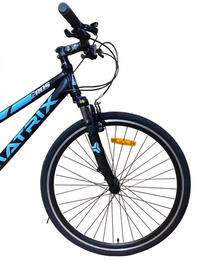 Bicicleta 700c hibrid 28 inch, munte, oras, 21 viteze shimano, v-brake, cadru aluminiu, suspensii pe furca,  roti cu elemente reflectorizante, cric inclus - 7