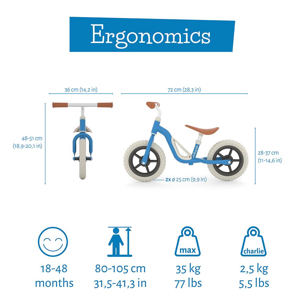 Bicicleta de echilibru, Chillafish Charlie Navy, Usoara, Cu ghidon si sa reglabile, Greutate 2.5 Kg, Cu roti din spuma EVA, 10 inch, Pentru 18-48 luni - 3