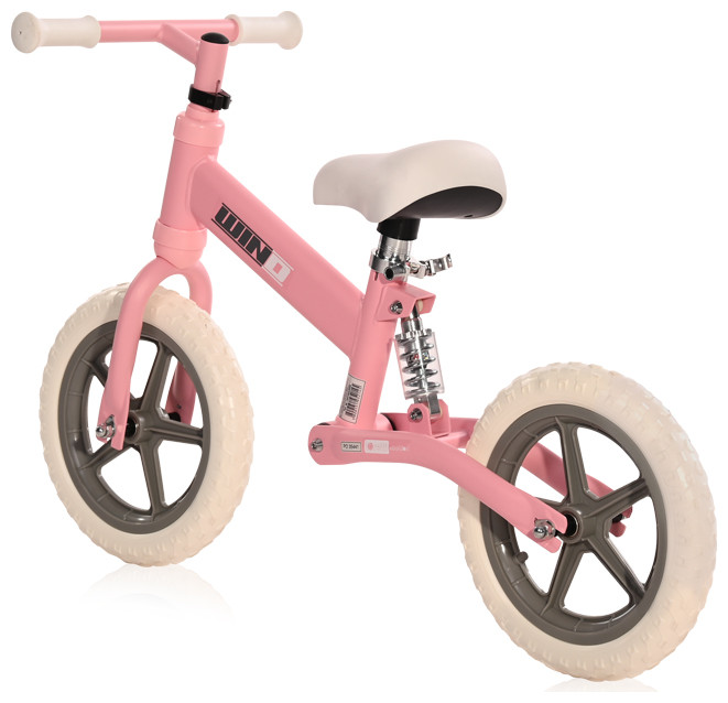 Bicicleta copii fara pedale Lorelli Wind Pink, roti din spuma EVA, amortizor reglabil care ajuta la absorbtia socurilor, scaun reglabil de la 47 cm pana la 50 cm, 12 inch, varsta 2-5 ani, maxim 25 de kg - 4 | YEO