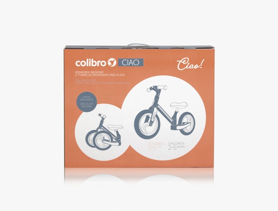 Bicicleta de echilibru pentru copii, fara pedale, pliabila, cu scaunelul si ghidonul reglabile pe inaltime, cu roti din cauciuc de 12 inch, Colibro Ciao Street Gray - 2