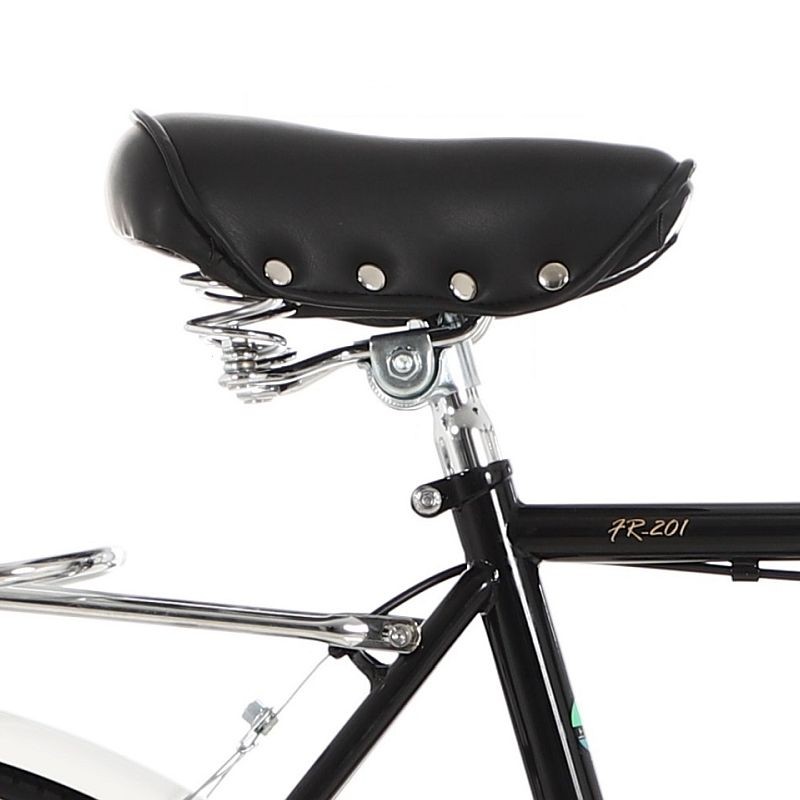 Bicicleta de oras 26 inch, cadru otel, portbagaj, aspect vintage, neagra phoenix, cric inclus, sistem franare disc-mecanic,  scaun din piele cu arcuri, jante aluminiu, greutate maxima suportata 120 kg - 1 | YEO