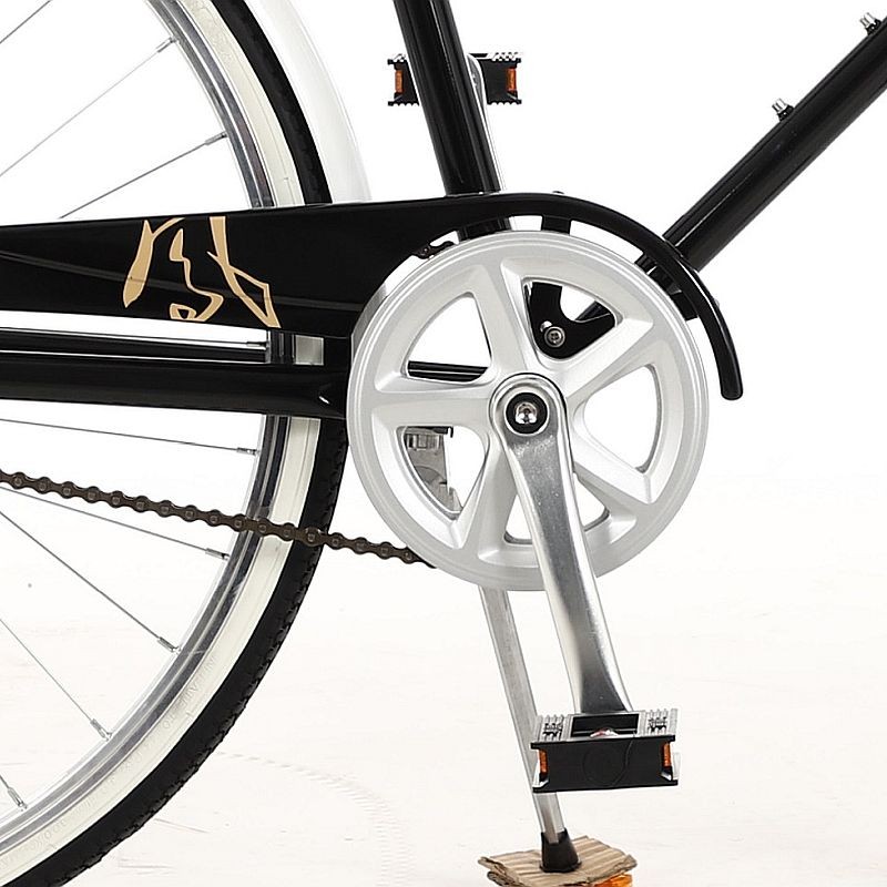Bicicleta de oras 26 inch, cadru otel, portbagaj, aspect vintage, neagra phoenix, cric inclus, sistem franare disc-mecanic,  scaun din piele cu arcuri, jante aluminiu, greutate maxima suportata 120 kg - 2 | YEO
