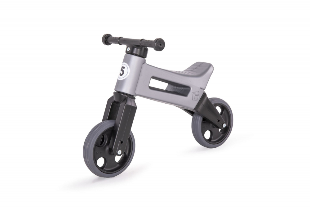 Tricicleta copii fara pedale 2 in 1 cu cosulet pentru ghidon Funny Wheels Rider Sport Gri, inaltime scaun 27-29 cm, raza de viraj limitata, de la 18 luni, greutate maxima admisa 25 Kg - 4