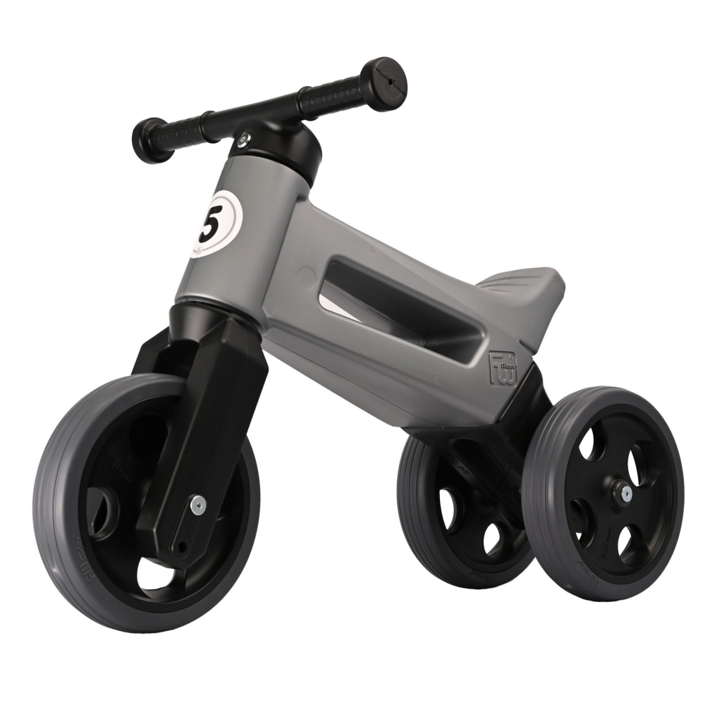 Tricicleta copii fara pedale 2 in 1 cu cosulet pentru ghidon Funny Wheels Rider Sport Gri, inaltime scaun 27-29 cm, raza de viraj limitata, de la 18 luni, greutate maxima admisa 25 Kg - 7